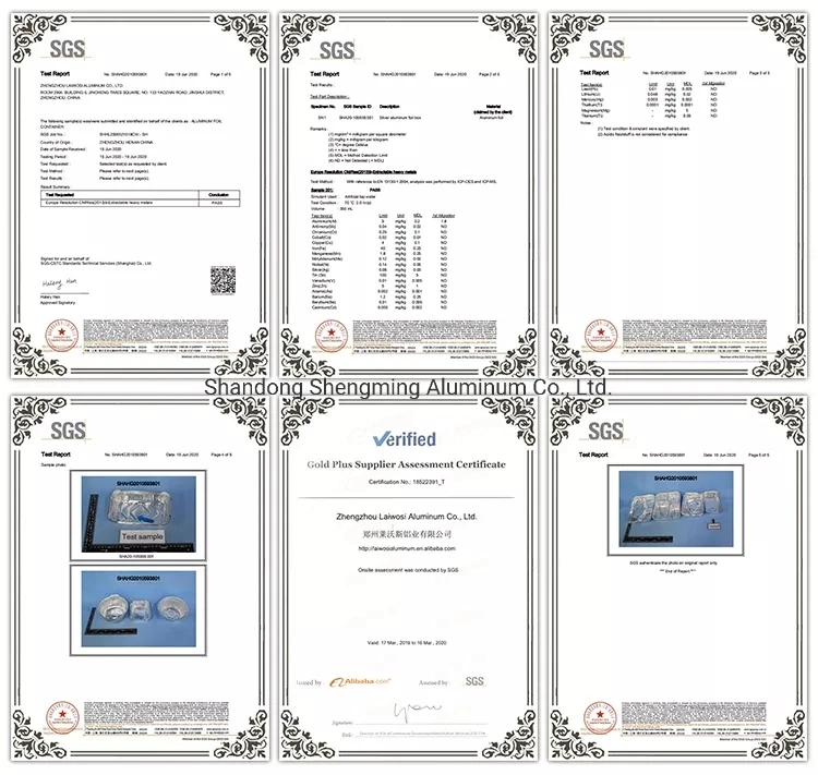 750ml 8011 Retangular Dubai Paper Cover 2114 Aluminium Foil Container
