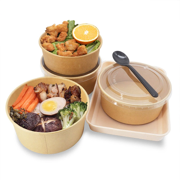 White Cardboard Craft Take Away Packaging Folding Box Takeaway Disposable Kraft Paper Food Container for Soup and Rice