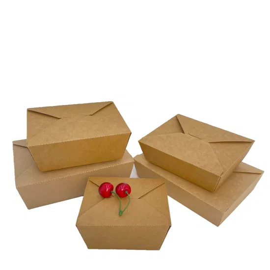 Takeaway Fast Food Packaging Containers Salad Box Restaurant Recycled Disposable Brown Kraft Paper Lunch Boxes with Lid